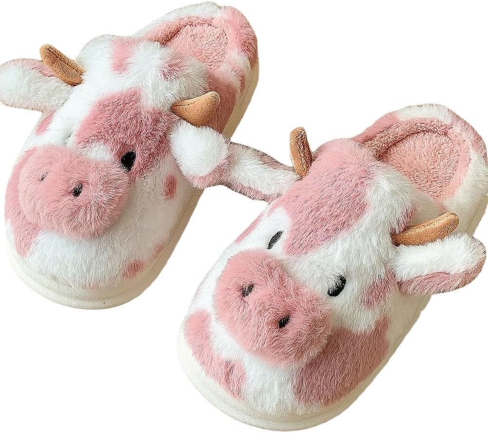 

HiGropcore милые пушистые тапочки для женщин и мужчин с рисунком мультяшных животных, удобные и теплые домашние тапочки, розовый