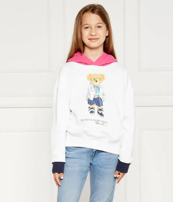 Вязаная толстовка с капюшоном в виде медведя regular fit Polo Ralph Lauren, белый — фото 3