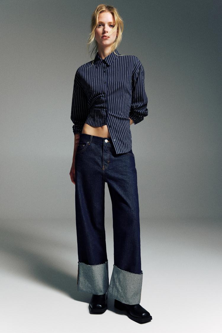 

Мешковатые джинсы с отворотами Pull And Bear, синий