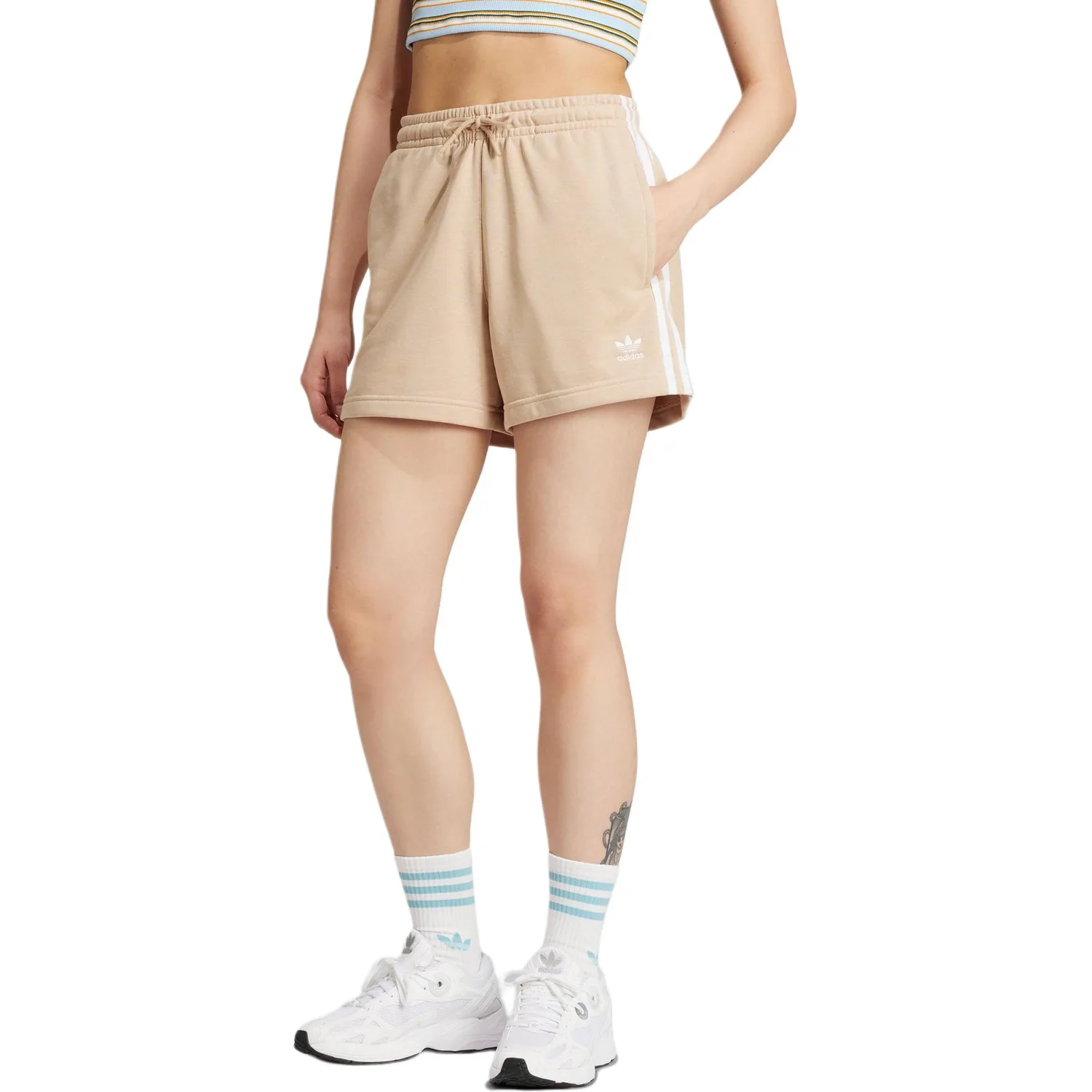 Шорты Adicolor 3-Stripes French Terry Adidas, Magic Light Umber — фото 4