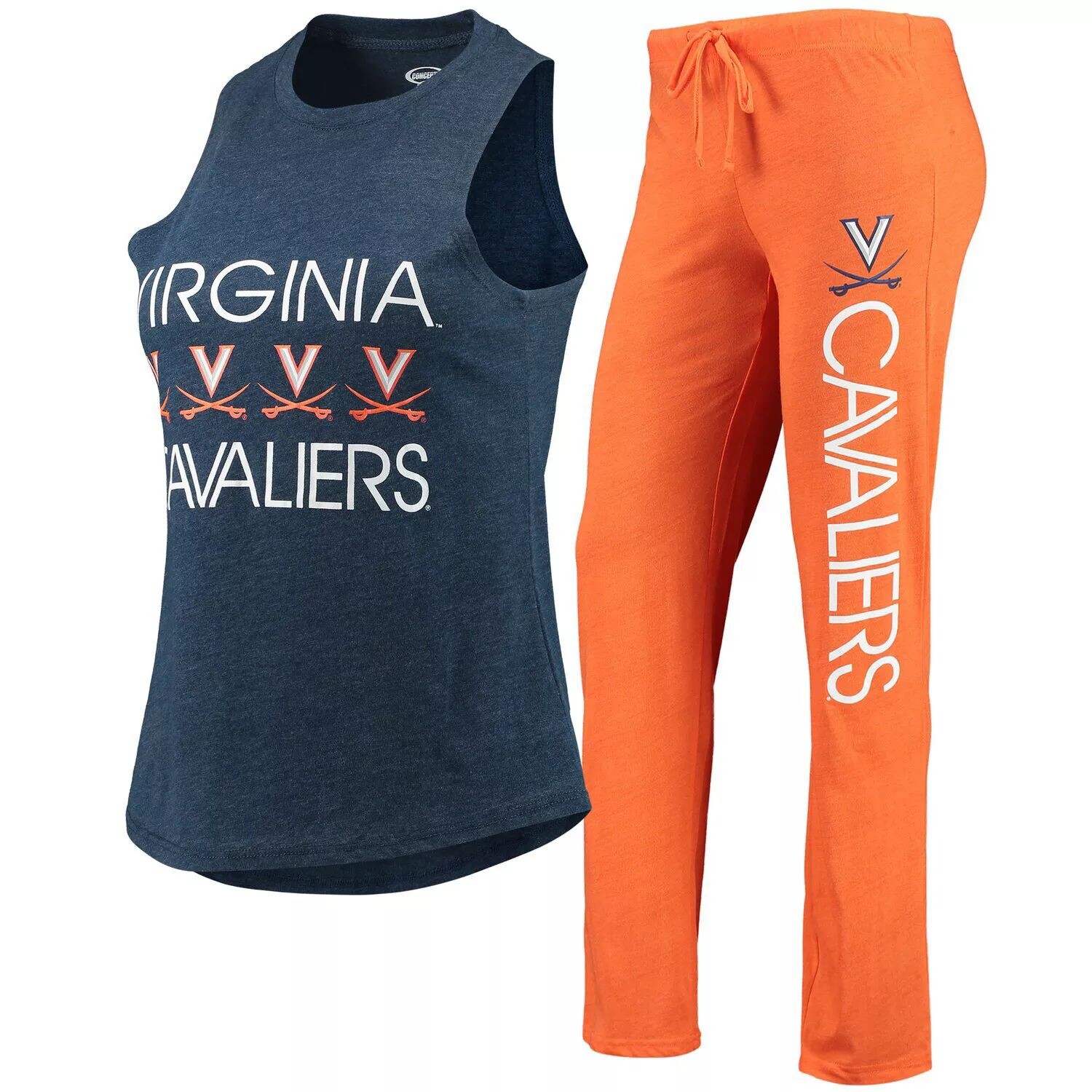 

Женский спортивный комплект из топа и брюк Virginia Cavaliers оранжевого/темно-синего цвета для сна