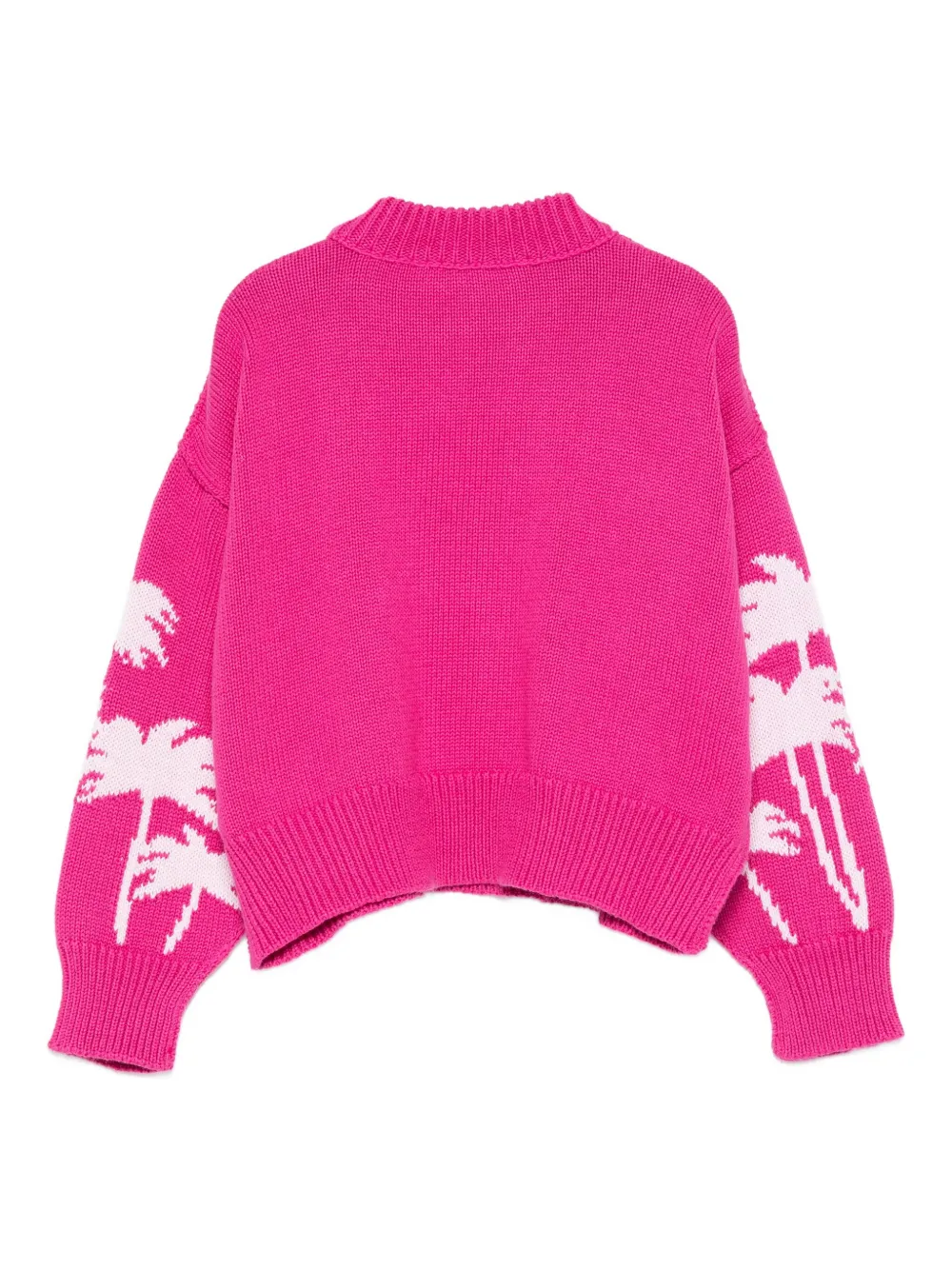 Шерстяной свитер с пальмовым узором Palm Angels Kids, розовый — фото 2