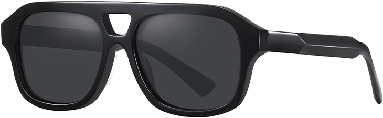 

Мужские поляризованные солнцезащитные очки, женские солнцезащитные очки UV400 с оправой из ацетатного волокна, для вождения, кемпинга, рыбалки VFDHN, Bright Black Gray