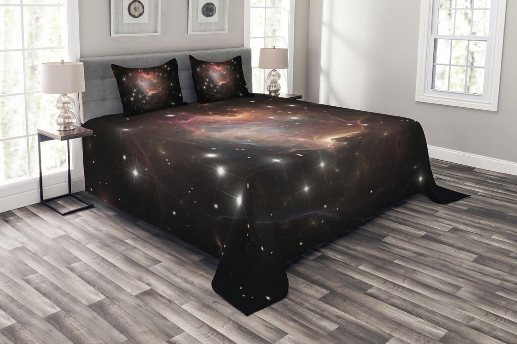 

Комплект покрывала ABAKUHAUS Constellation, Deep Space, комплект с моющимися наволочками, для односпальных кроватей 220 x 220 см, разноцветный