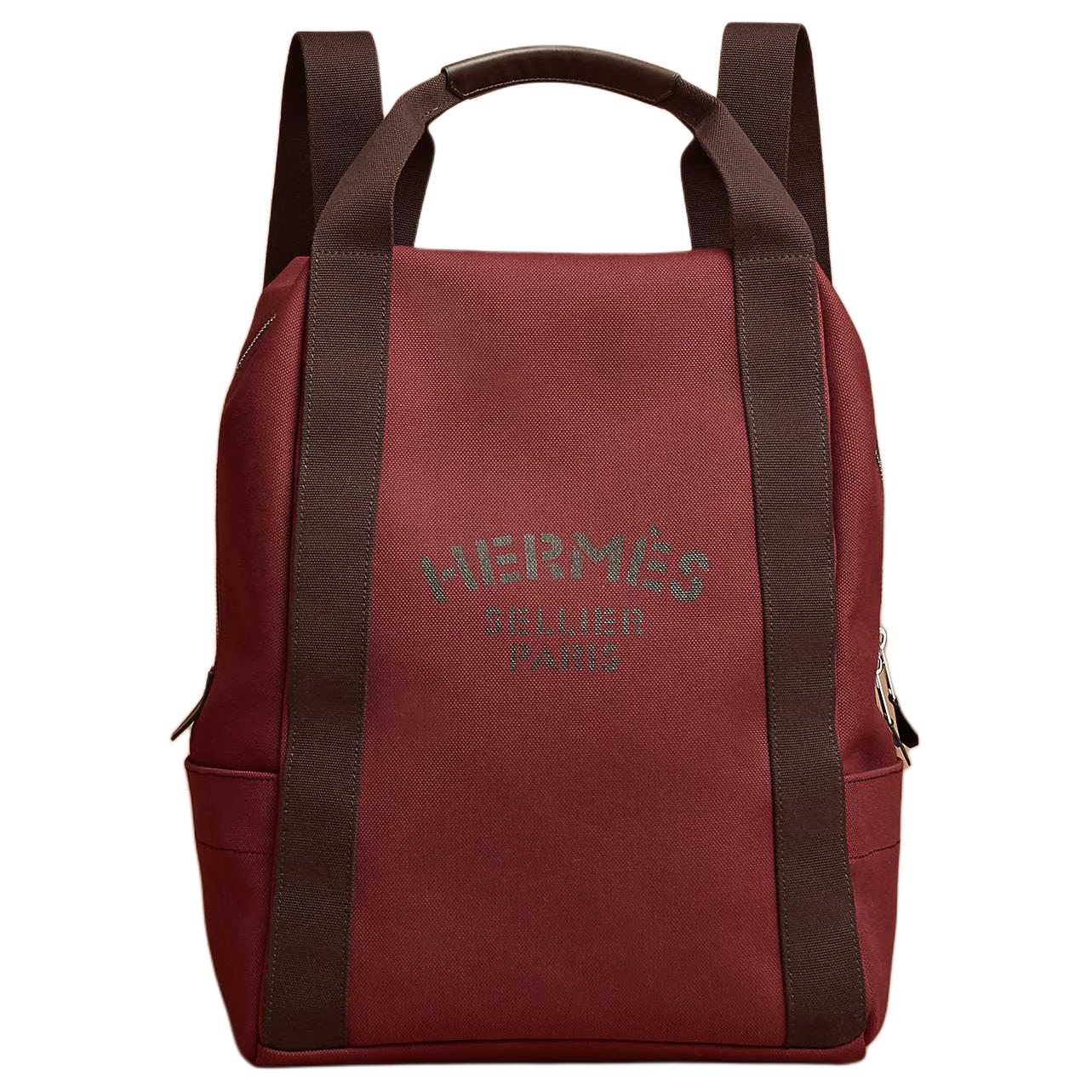 

Hermes Рюкзак Groom из полиамида с хлопковым плетением, унисекс, Hermès, красный с шоколадным узором