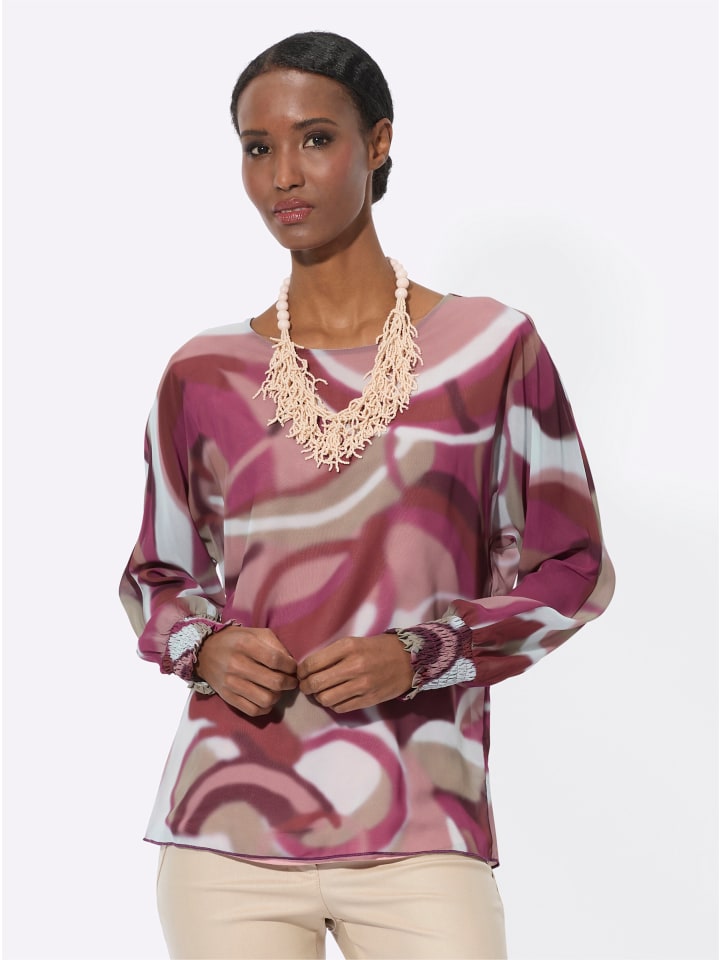 

Блузка из жоржета с принтом экрю и вереска creation L