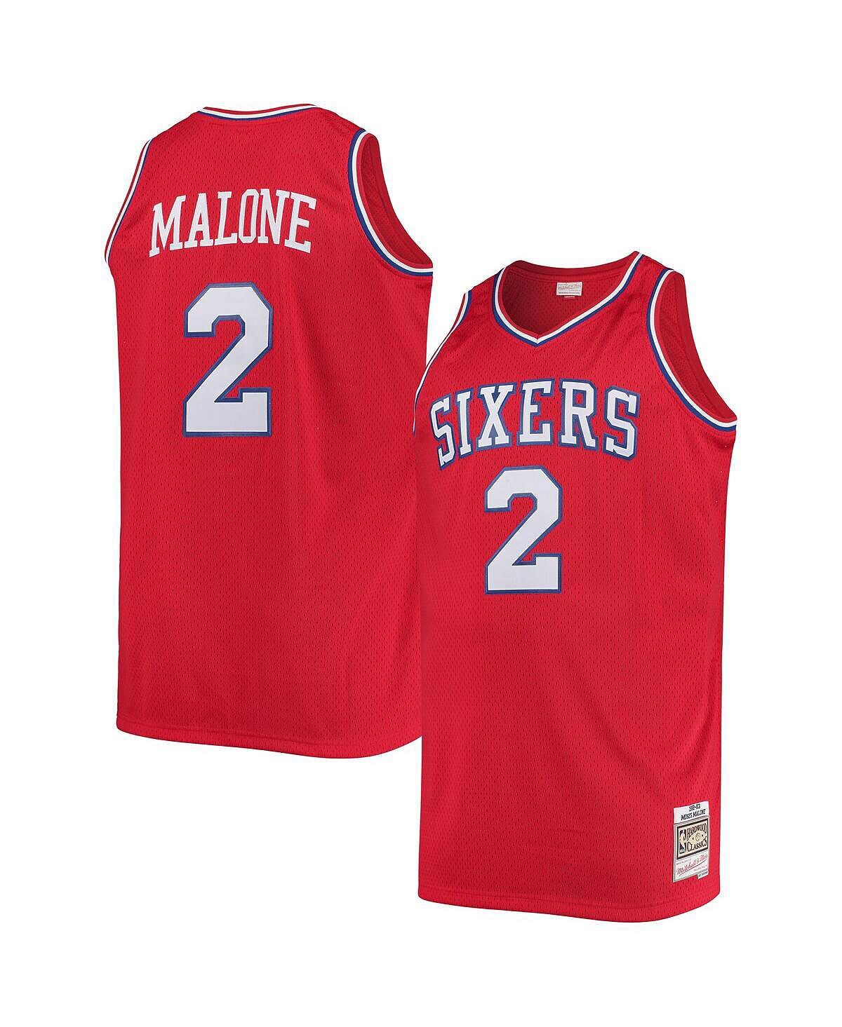 

Мужская майка Мозес Мэлоун Красная Филадельфия 76ers Big and Tall Hardwood Classics Mitchell & Ness