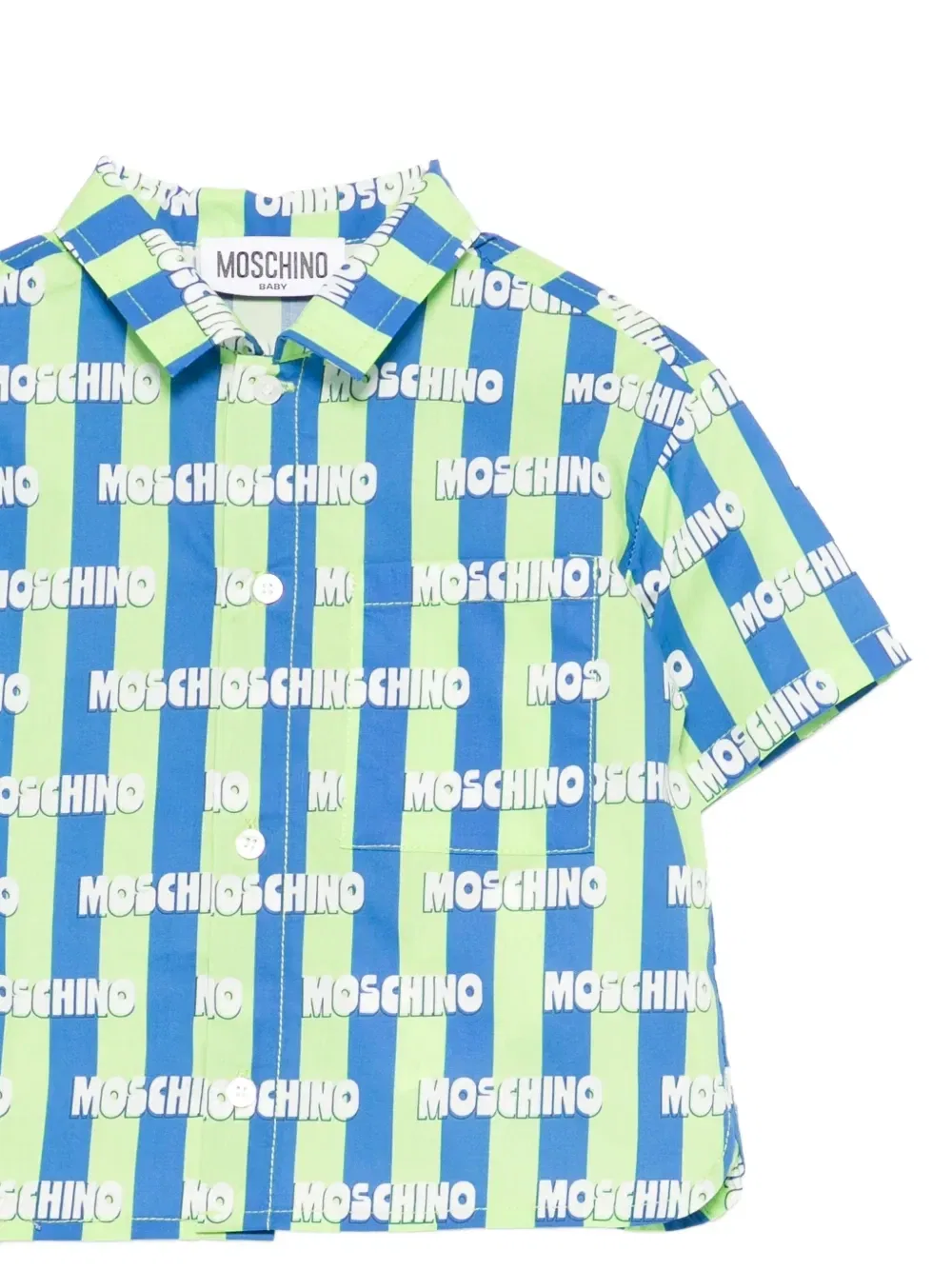 Полосатая рубашка Moschino Kids, синий — фото 3