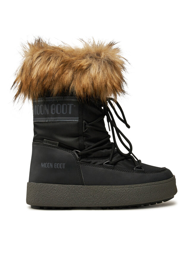 Зимние ботинки женские Moon Boot с меховой опушкой, черный