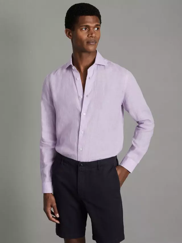 

Рубашка Reiss Ruban Regular Fit Linen, цвет orchid