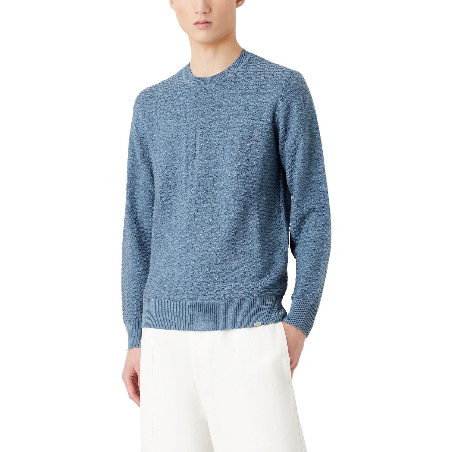 Emporio Armani Мужской свитер, синие, серые, с круглым вырезом, средней яркости, другие цвета — фото 4