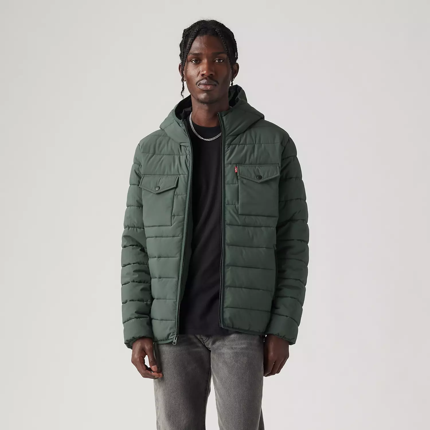 

Куртка-пуховик с капюшоном и 2 нагрудными карманами Levi's, цвет Urban Chic - Green