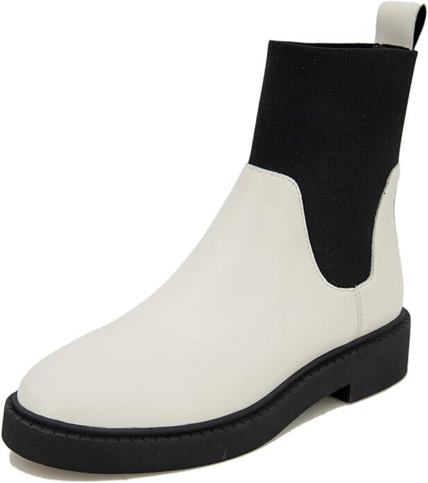 Женские ботильоны Andre Assous Violet Bootie, размер 9, белые, черные, с круглым носком, KHD792