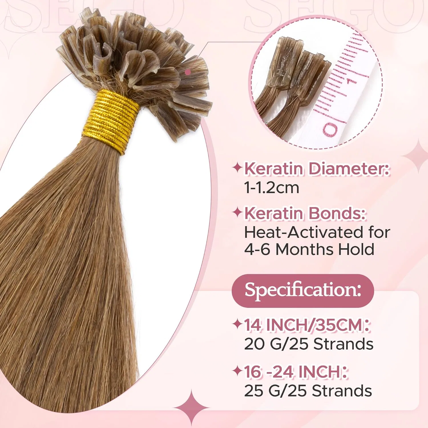 Наращивание волос кератиновое «Bondings Hair Extensions» от SEGO Sego, # 6R — фото 4