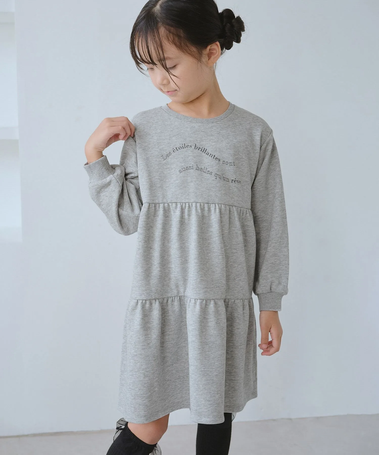 Многоярусное флисовое платье с логотипом ROPE' PICNIC KIDS, Light gray (08)