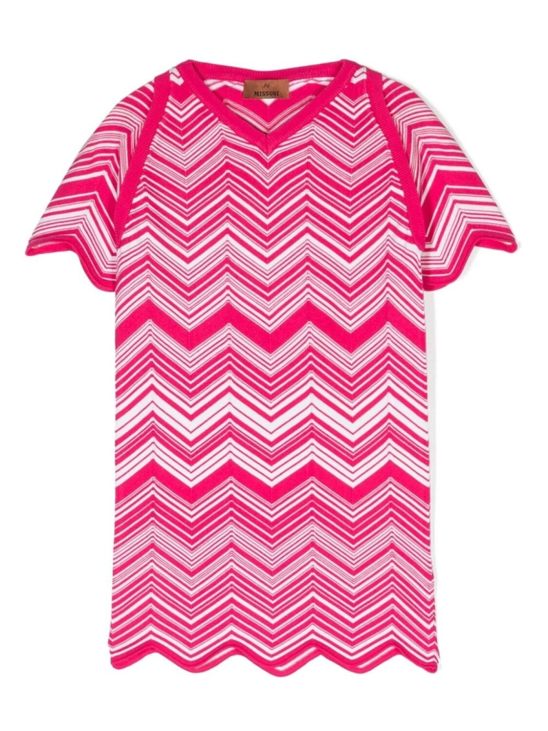 

Missoni Kids платье с рукавами реглан и узором зигзаг, розовый
