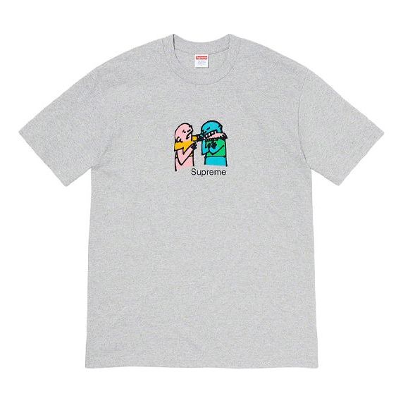 

Футболка fw19 week 17 bite tee cartoon graffiti printing short sleeve gray Supreme, серый