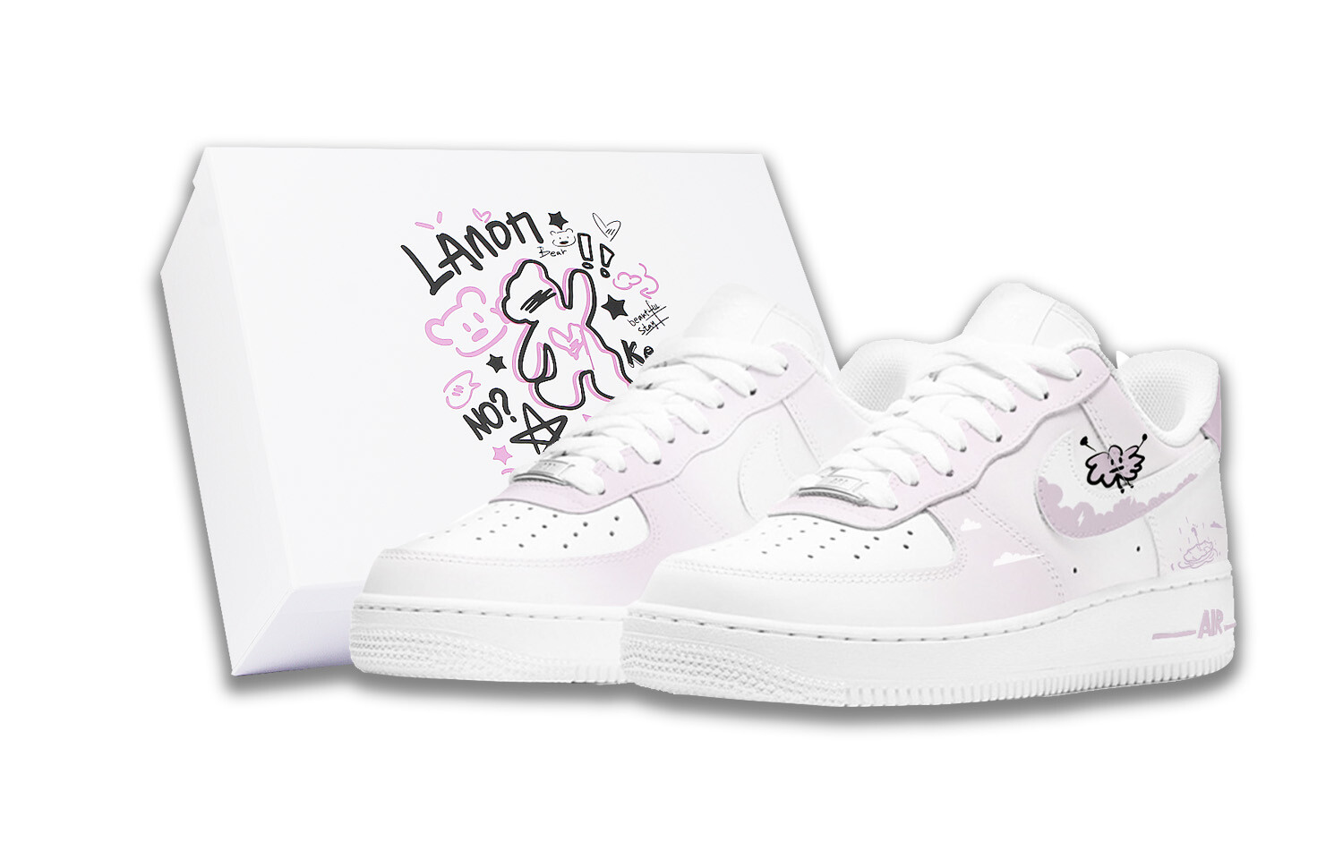 

Кроссовки Nike Air Force 1 Skateboarding Shoes Women's Low-top Pink, белый