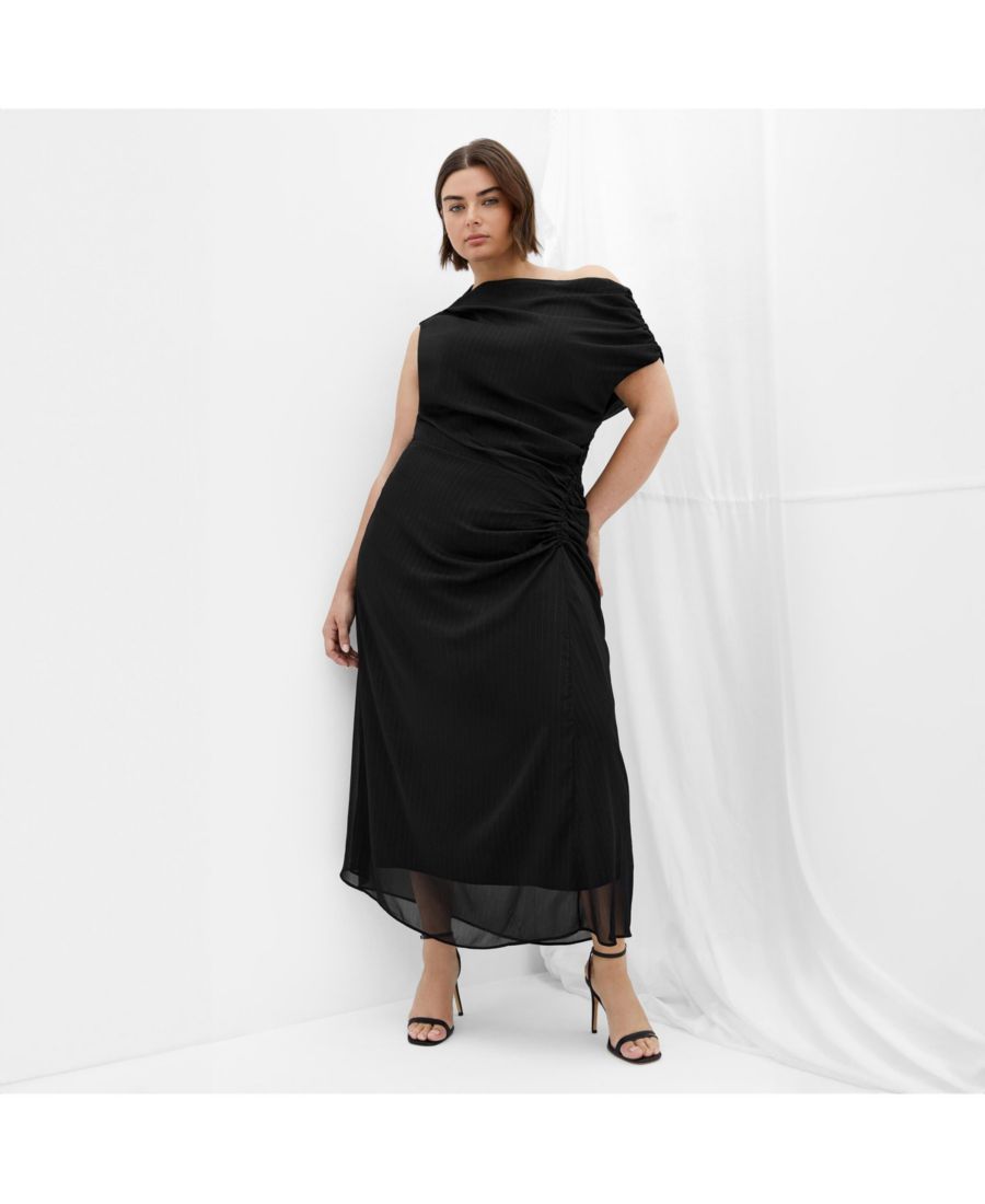 

Платье-макси яркого цвета больших размеров CITY CHIC, Metallic black