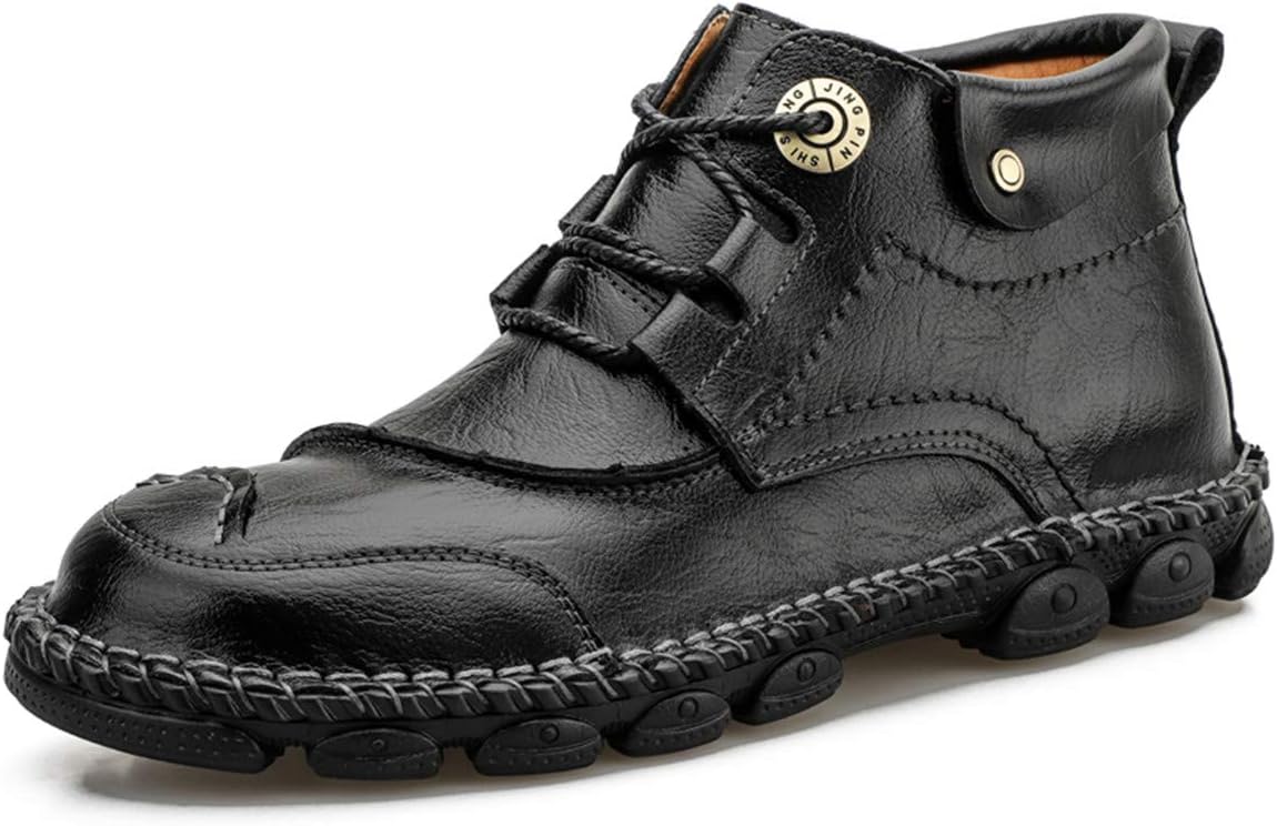 

Мужские кожаные мотоциклетные ботинки CHICLOVEY ручной работы, шнуровка, плоские кроссовки, черный