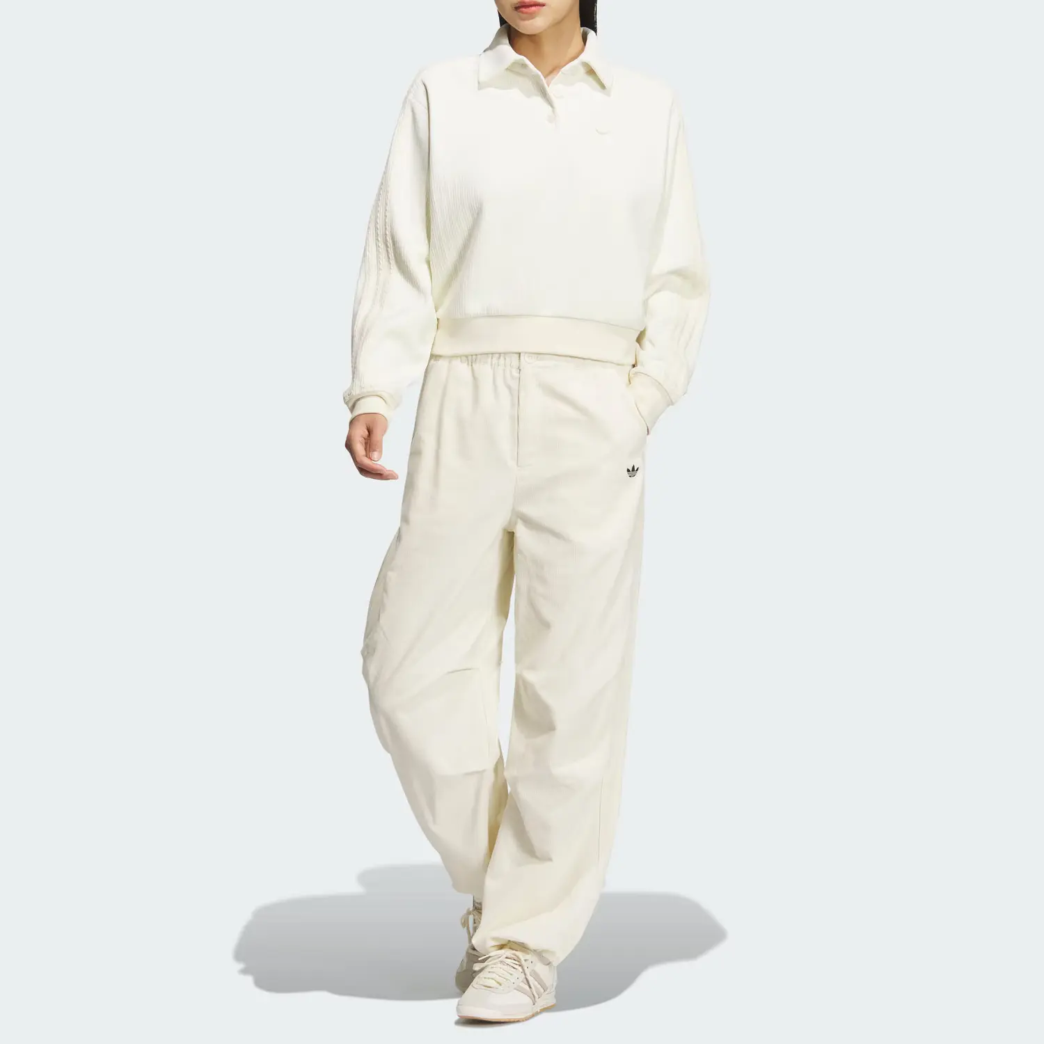 Fw25 уличные повседневные брюки women's Adidas Originals, слоновая кость — фото 4