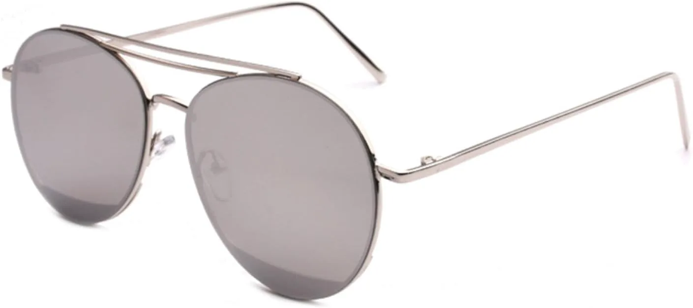 

Женские солнцезащитные очки с двойным лучом, мужские очки с прозрачными линзами, винтажная оправа из сплава, защита от УФ-излучения UV400 VFDHN, Silver Frame Silver