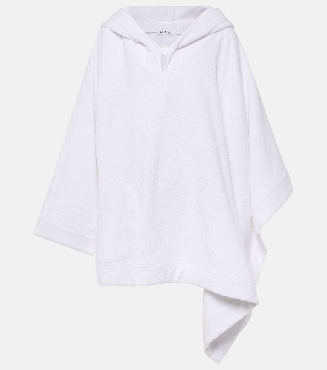 

Кропированный хлопковый худи с капюшоном из махровой ткани Alaïa, Blanc
