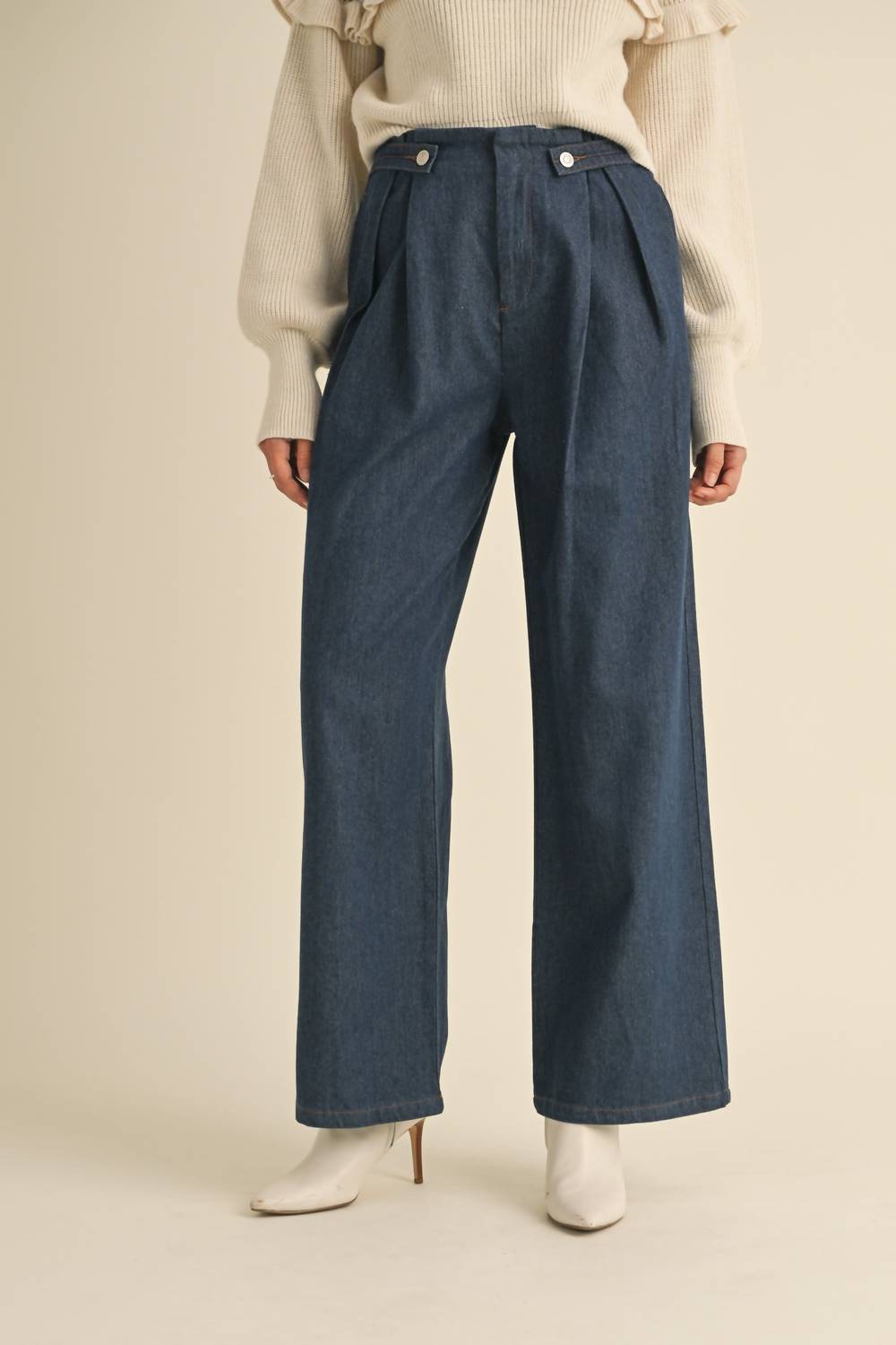 

Брюки Becca Wide Leg темно-синего цвета MABLE