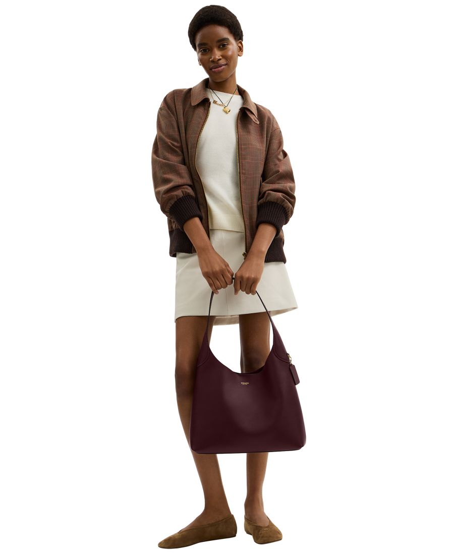 

Большая кожаная сумка через плечо Brooklyn, размер 34 COACH, Brass/Merlot