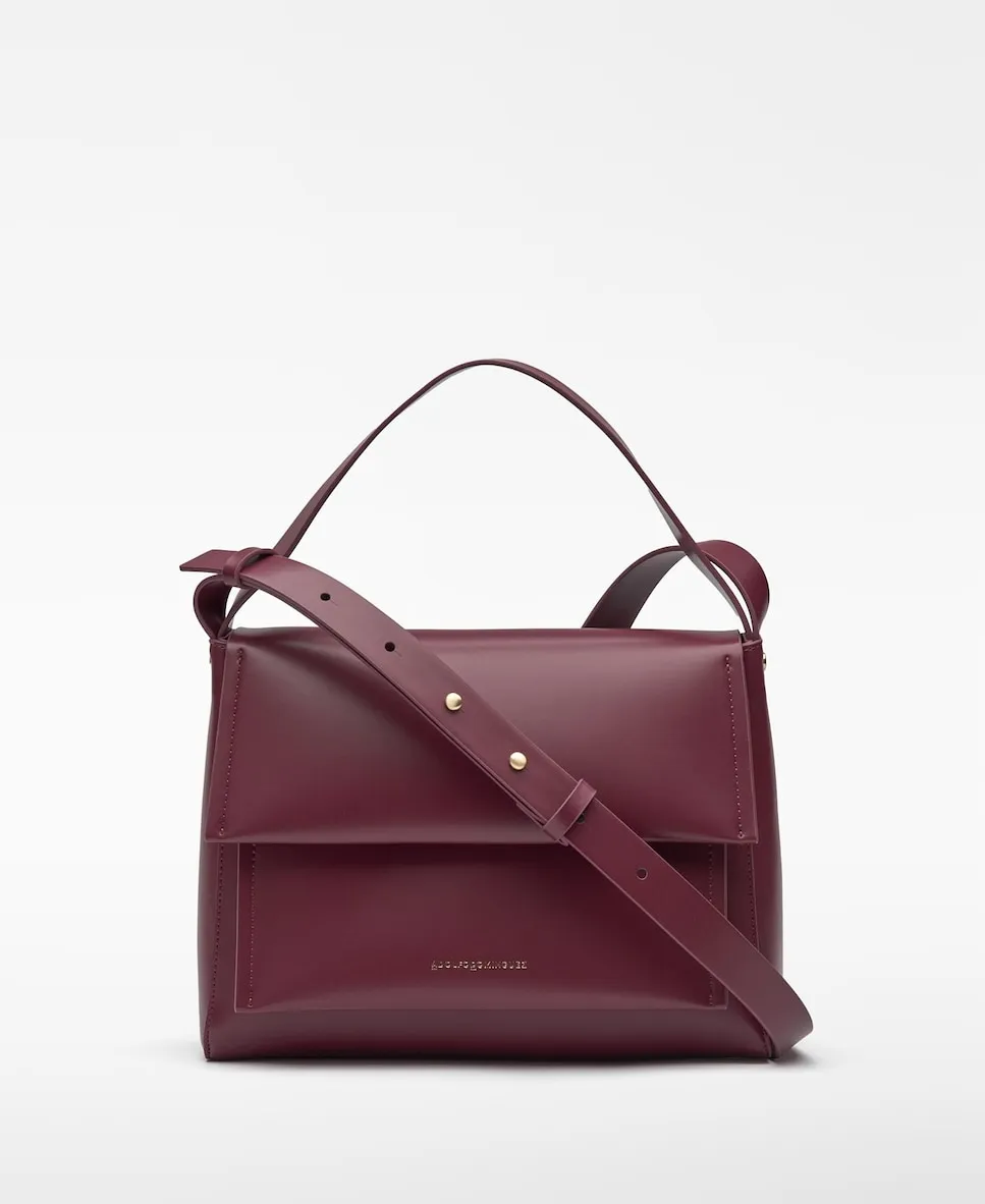 

Женская сумка через плечо с клапаном из кожи (без кожи) Adolfo Dominguez, винный