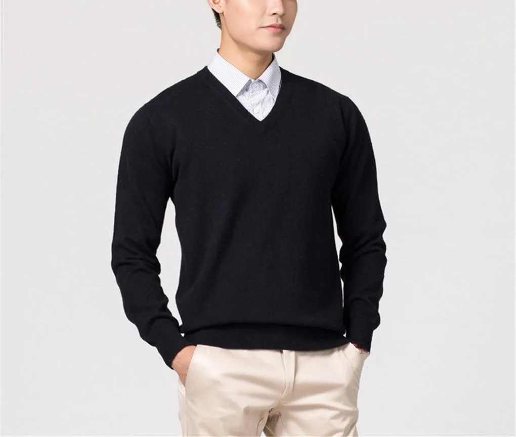Мужской свитер V-образным вырезом Slim Fit — фото 2