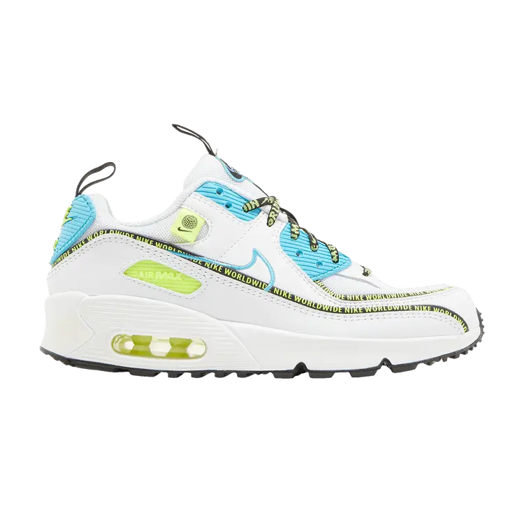 

Кроссовки Nike Air Max 90 SE GS 'Worldwide Pack - Blue Fury Volt', белый