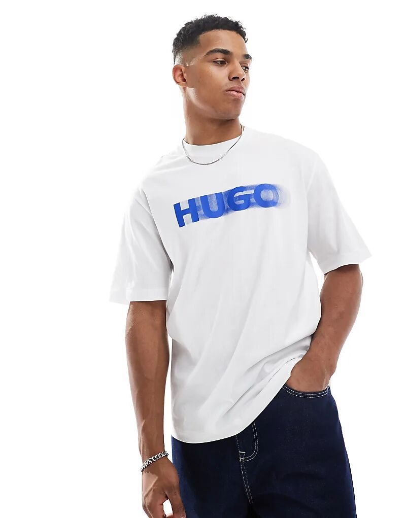 

Футболка Hugo Blue Nalax с логотипом белого цвета