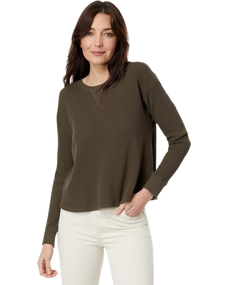 

Толстовка Mod-o-doc Washed Cotton Modal Thermal Long Sleeve Boxy Crop, цвет Olive Thistle