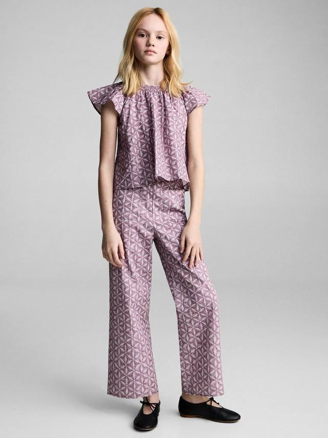 

Детская блузка Carlota с цветочным принтом и рюшами Mango, Pink