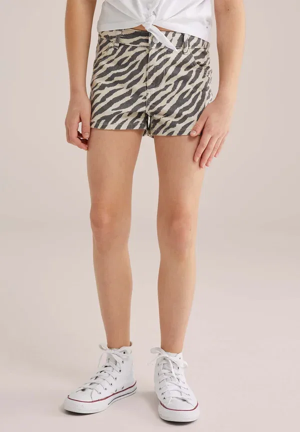 Шорты джинсовые Blue ridge denim shorts We Fashion, черно-бежевый — фото 2
