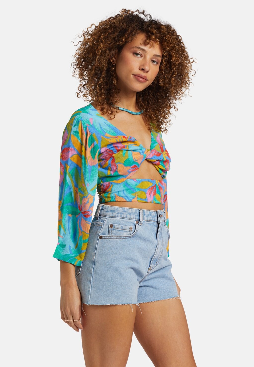 

Блуза SUMMER HEAT CROP MIT GLOCKENÄRMELN Billabong, синий