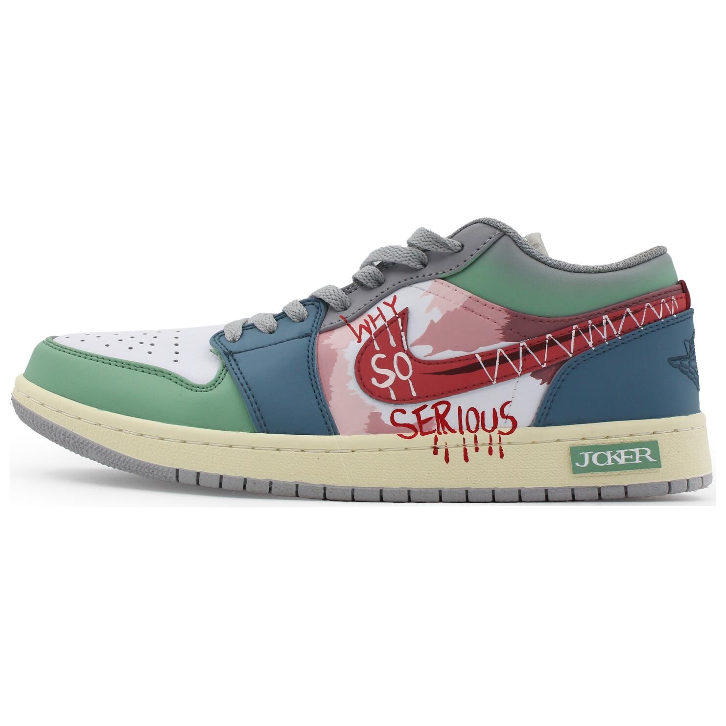 

Кроссовки Air Jordan 1 Vintage Basketball Shoes Women's Low-top Blue/Green, зеленый
