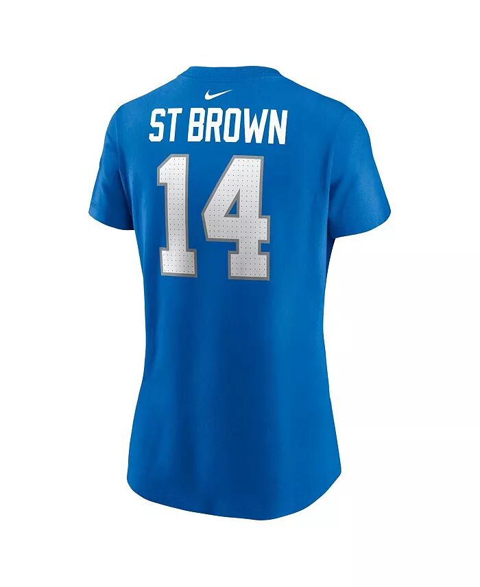 Женская футболка Amon-Ra St. Brown Blue Detroit Lions с именем и номером игрока Nike — фото 3
