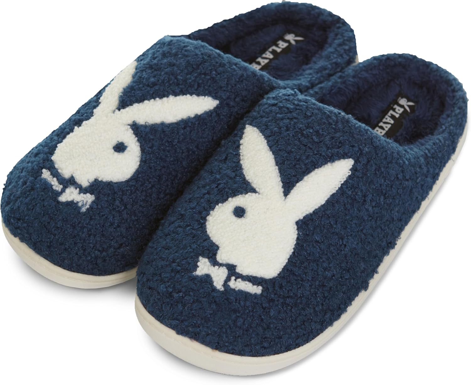 

Мужские тапочки Playboy Подарки для мужчин Экстра уютные пушистые домашние тапочки на слипоне, темно-синий