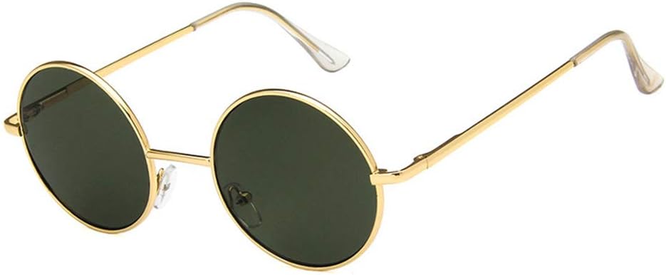 

Солнцезащитные очки Shiratori унисекс в стиле ретро, ​​серебристо-серые с желтыми линзами, для отдыха, круглые, неполяризованные, с защитой от УФ-излучения UV400, Gold Green