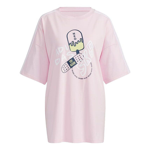 

Футболка neo may tee 3 с рисунком свободные спортивные с коротким рукавом розовые Adidas, розовый
