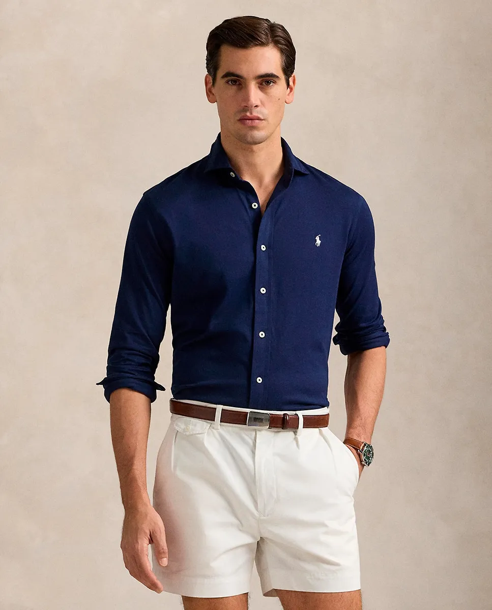 

Мужская рубашка из хлопка, прямого кроя Polo Ralph Lauren, тёмно-синий