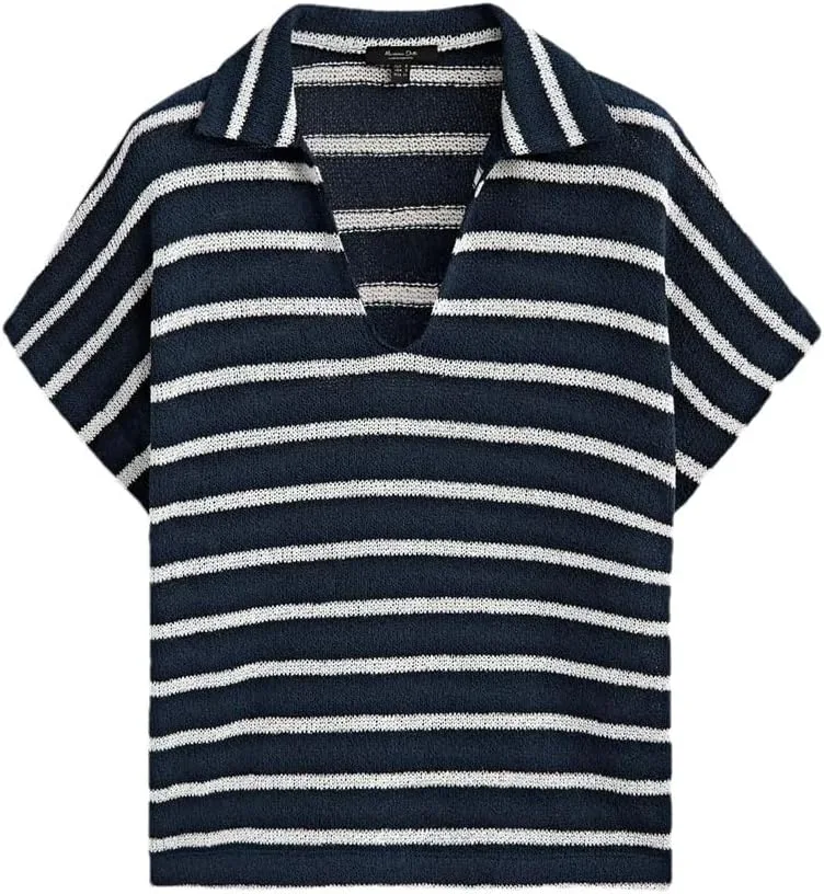 

Женская повседневная хлопковая рубашка с коротким рукавом в полоску