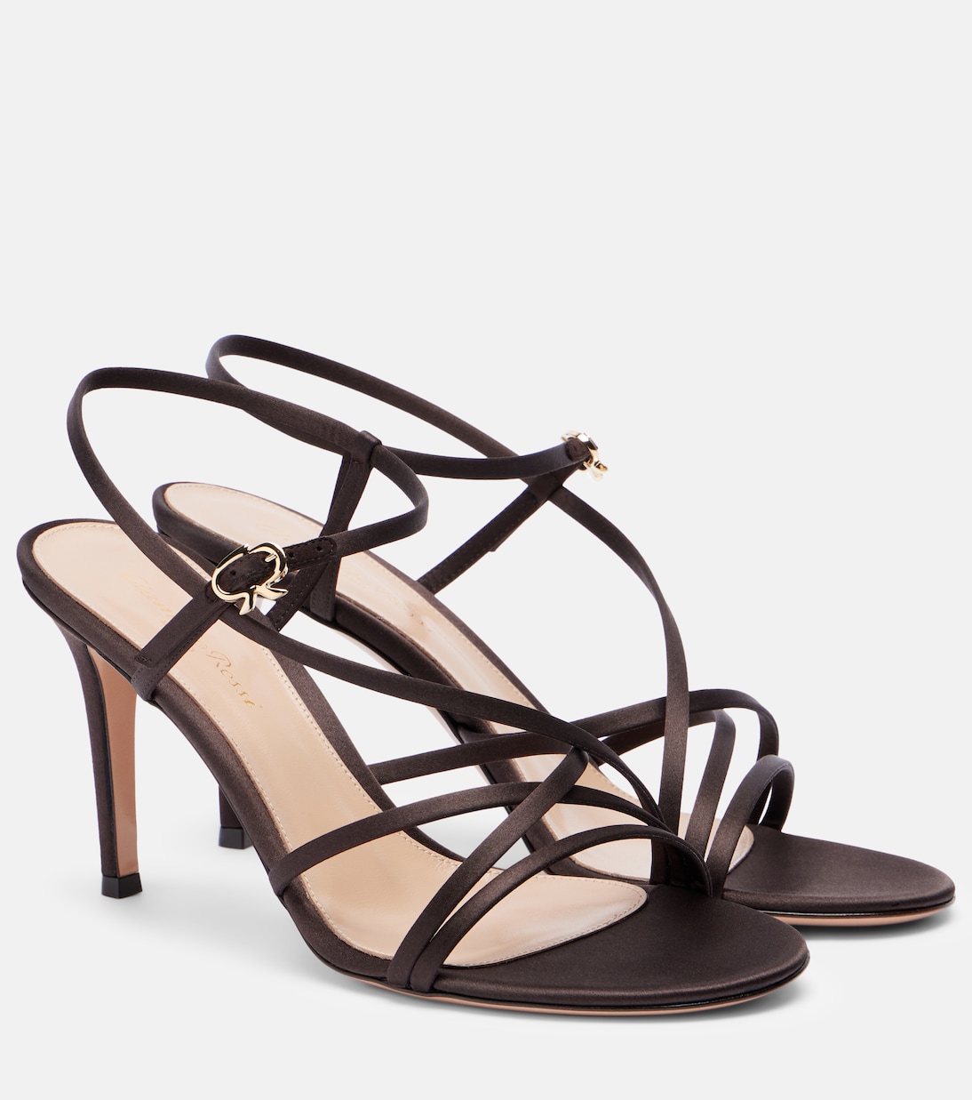 Страппи 85 атласные босоножки Gianvito Rossi, Moka