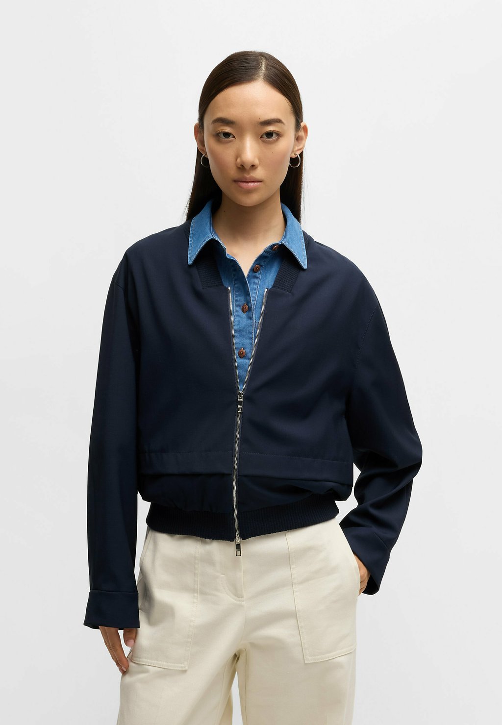 

Куртка-бомбер JIRIAN - Zip-up sweatshirt BOSS, темно-синий