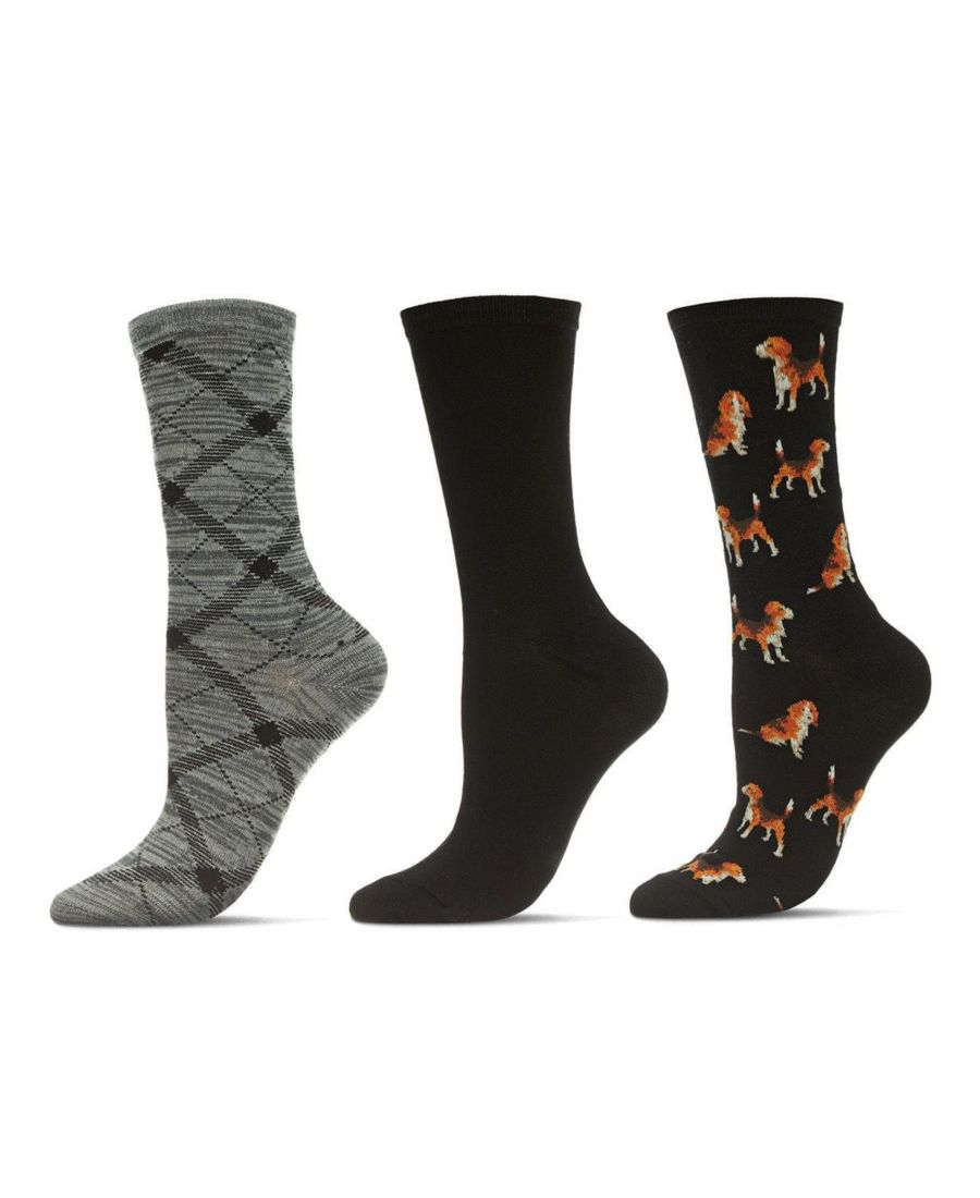 

Женские носки Beagle Crew Socks (3 пары в упаковке) MeMoi, Black