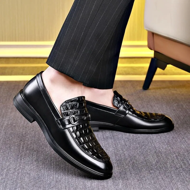 Лоферы кожаные Burnished Leather Working Slip On Round Toe Business Low Top Classic, черный UOPYNE — фото 3