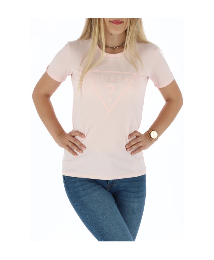 

Женская футболка с розовым принтом, весна/лето Guess, розовый
