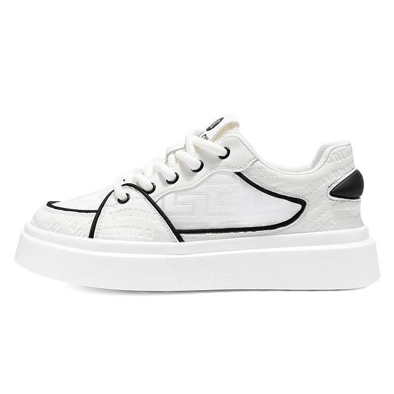 

Wooden Rabbit Амортизирующие, износостойкие, дышащие, увеличивающие рост низкие скейтбордские кеды мужские бело-черные, цвет White Black